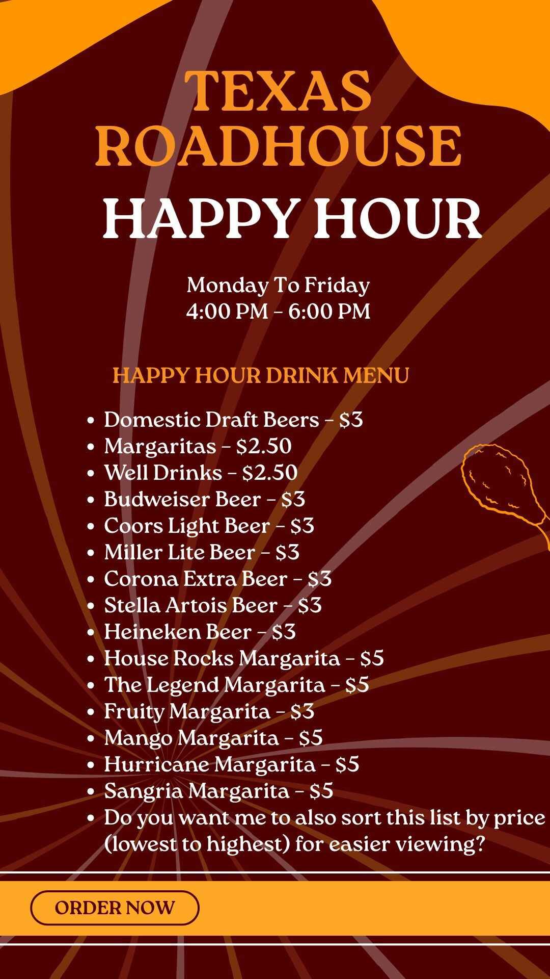 Texas Roadhouse Happy Hour Menu